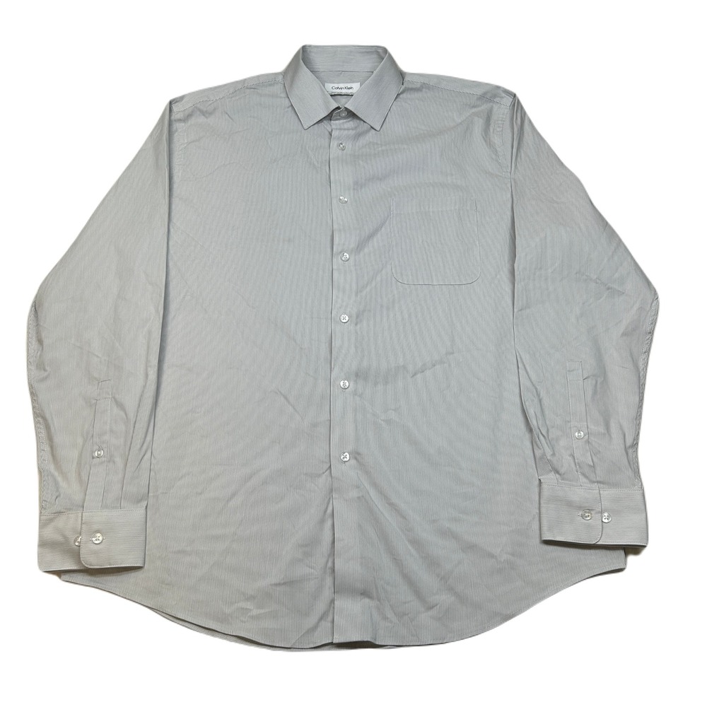 Calvin Klein Tech Dress Shirt Mens Large Grey Active Stretch Wrinkle Free‎